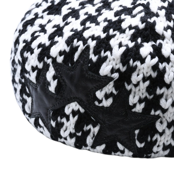 新品未使用 CHROME HEARTS クロムハーツ スターパッチ ビーニー ニットキャップ ONE SIZE 53-60cm 3パッチ スターボタン 中古 4a000956