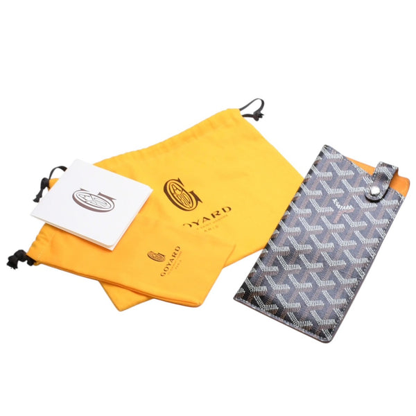 極美品 GOYARD ゴヤール モンマルトルGM アイウェアケース スマホケース PVC×レザー ブラック ブラウン 中古 4a002545