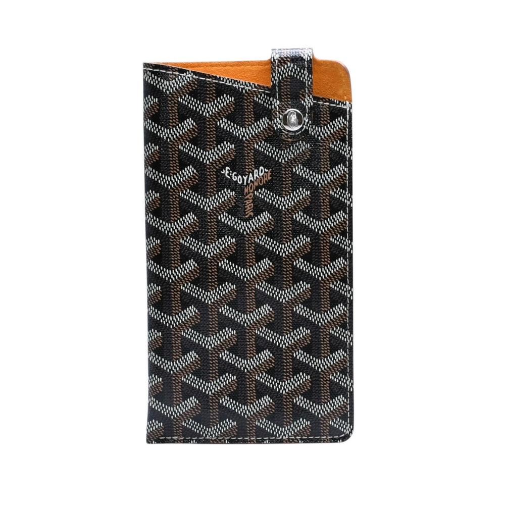 極美品 GOYARD ゴヤール モンマルトルGM アイウェアケース スマホケース PVC×レザー ブラック ブラウン 中古 4a002545
