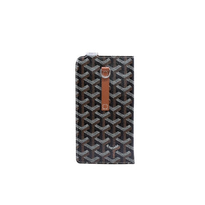 極美品 GOYARD ゴヤール モンマルトルGM アイウェアケース スマホケース PVC×レザー ブラック ブラウン 中古 4a002545