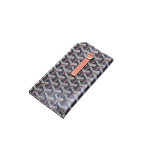 極美品 GOYARD ゴヤール モンマルトルGM アイウェアケース スマホケース PVC×レザー ブラック ブラウン 中古 4a002545