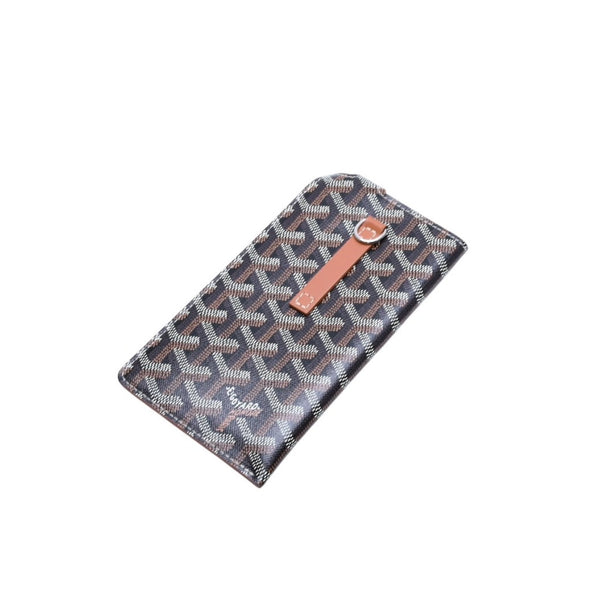 極美品 GOYARD ゴヤール モンマルトルGM アイウェアケース スマホケース PVC×レザー ブラック ブラウン 中古 4a002545