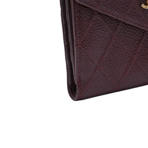 CHANEL Compact Wallet Bifold Wallet No. 5 Coco Mark Caviar Skin Quilted Brown Good Condition Used 4a002771