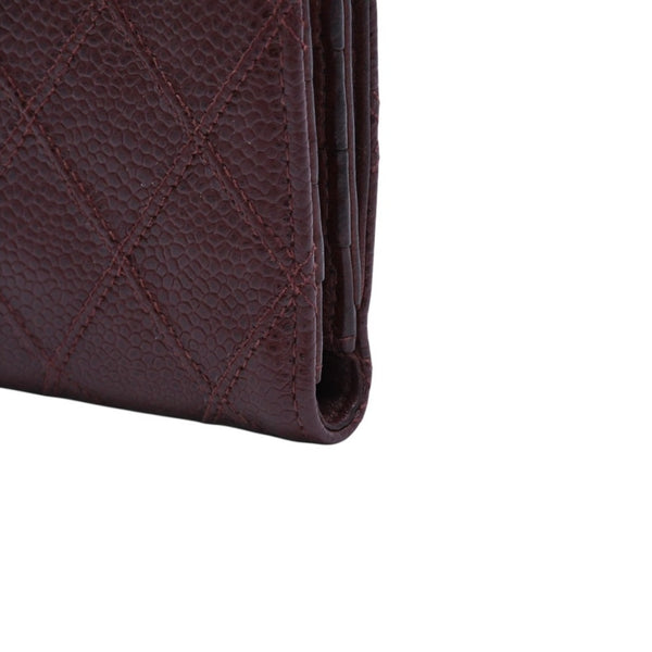 CHANEL Compact Wallet Bifold Wallet No. 5 Coco Mark Caviar Skin Quilted Brown Good Condition Used 4a002771