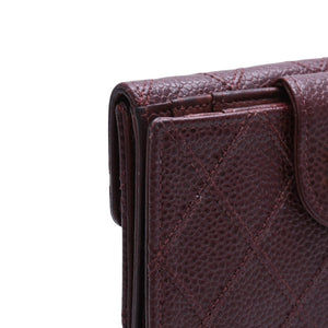 CHANEL Compact Wallet Bifold Wallet No. 5 Coco Mark Caviar Skin Quilted Brown Good Condition Used 4a002771