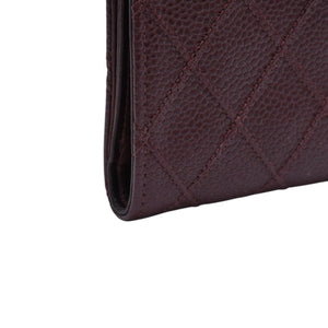 CHANEL Compact Wallet Bifold Wallet No. 5 Coco Mark Caviar Skin Quilted Brown Good Condition Used 4a002771