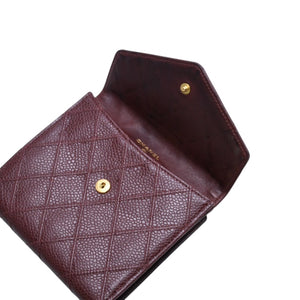 CHANEL Compact Wallet Bifold Wallet No. 5 Coco Mark Caviar Skin Quilted Brown Good Condition Used 4a002771