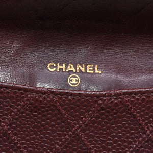 CHANEL Compact Wallet Bifold Wallet No. 5 Coco Mark Caviar Skin Quilted Brown Good Condition Used 4a002771