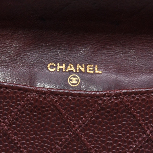 CHANEL Compact Wallet Bifold Wallet No. 5 Coco Mark Caviar Skin Quilted Brown Good Condition Used 4a002771