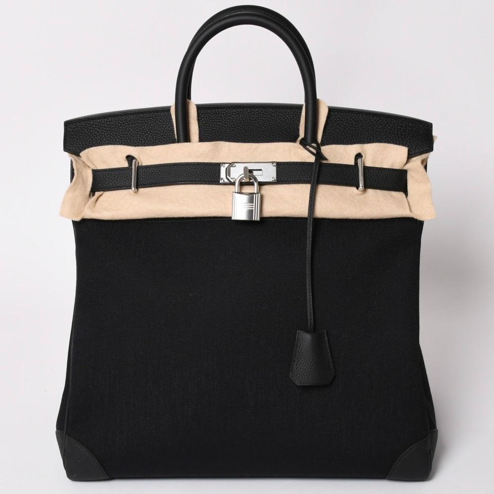 New and unused HERMES Haut a Courroies Haut a Courroies 40 Handbag Toile Military Black Silver hardware B stamp Used 4a002790
