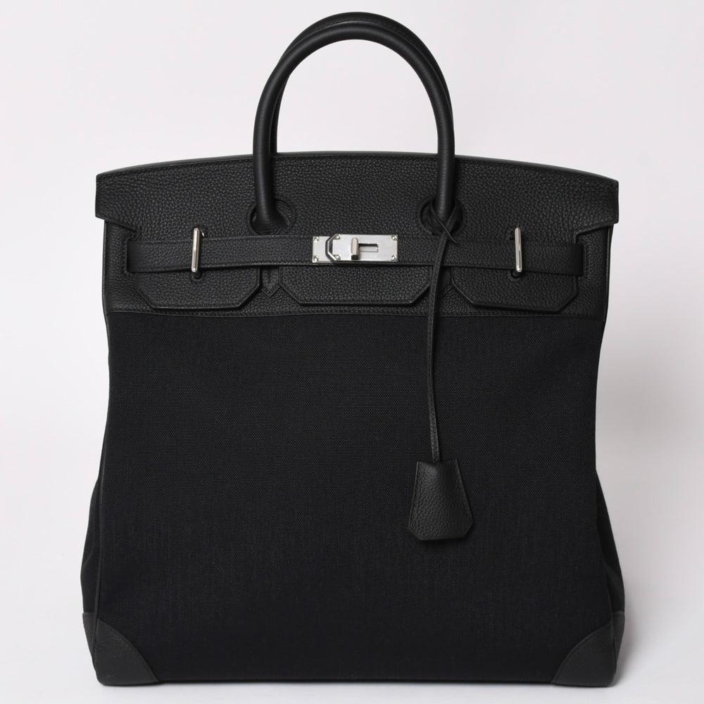New and unused HERMES Haut a Courroies Haut a Courroies 40 Handbag Toile Military Black Silver hardware B stamp Used 4a002790