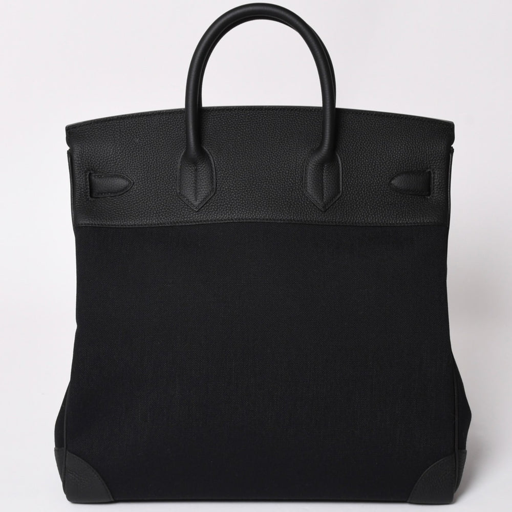新品未使用 HERMES エルメス Haut a Courroies オータクロア40 ハンドバッグ トワルミリタリー ブラック シルバー金具 B刻印 中古 4a002790