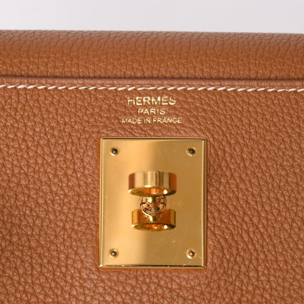 Like new HERMES Kelly 28 inner stitching gold C engraved Togo silver hardware handbag used 4a002760