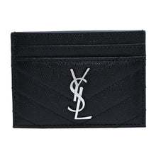 画像をギャラリービューアに読み込む, 極美品 SAINT LAURENT サンローラン Vステッチ YSLロゴ 2ME423291 レザー カードケース ブラック 中古 4a002549