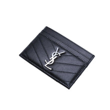 画像をギャラリービューアに読み込む, 極美品 SAINT LAURENT サンローラン Vステッチ YSLロゴ 2ME423291 レザー カードケース ブラック 中古 4a002549