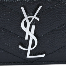 画像をギャラリービューアに読み込む, 極美品 SAINT LAURENT サンローラン Vステッチ YSLロゴ 2ME423291 レザー カードケース ブラック 中古 4a002549