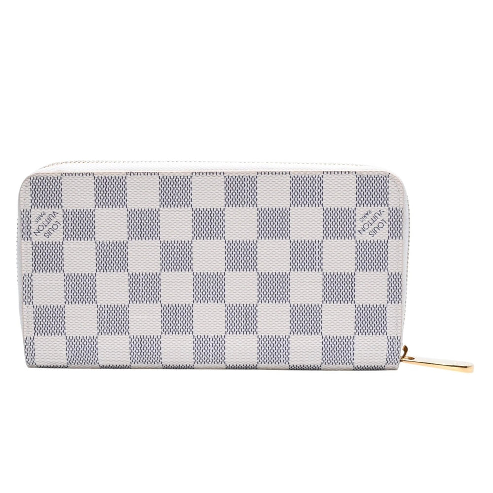 Very good condition LOUIS VUITTON Damier Azur Zippy Wallet N41660 Ivory Black Round Zip Wallet RFID Used 4a002553