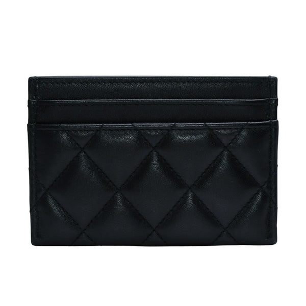 極美品 CHANEL シャネル カードケース AP3730 ランダム番台 ココマーク ラインストーン ラムスキン ブラック 中古 4a002544