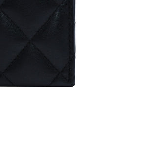 極美品 CHANEL シャネル カードケース AP3730 ランダム番台 ココマーク ラインストーン ラムスキン ブラック 中古 4a002544