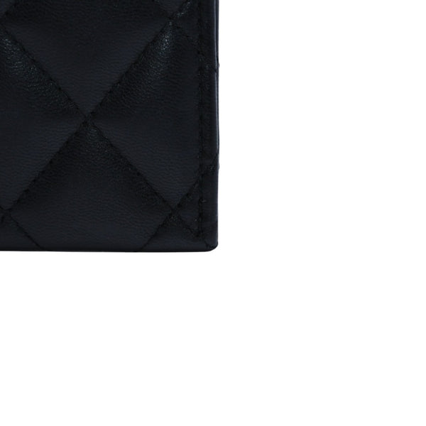 極美品 CHANEL シャネル カードケース AP3730 ランダム番台 ココマーク ラインストーン ラムスキン ブラック 中古 4a002544