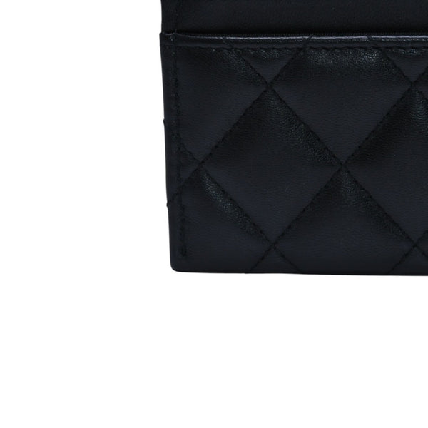 極美品 CHANEL シャネル カードケース AP3730 ランダム番台 ココマーク ラインストーン ラムスキン ブラック 中古 4a002544