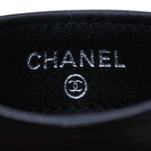 極美品 CHANEL シャネル カードケース AP3730 ランダム番台 ココマーク ラインストーン ラムスキン ブラック 中古 4a002544