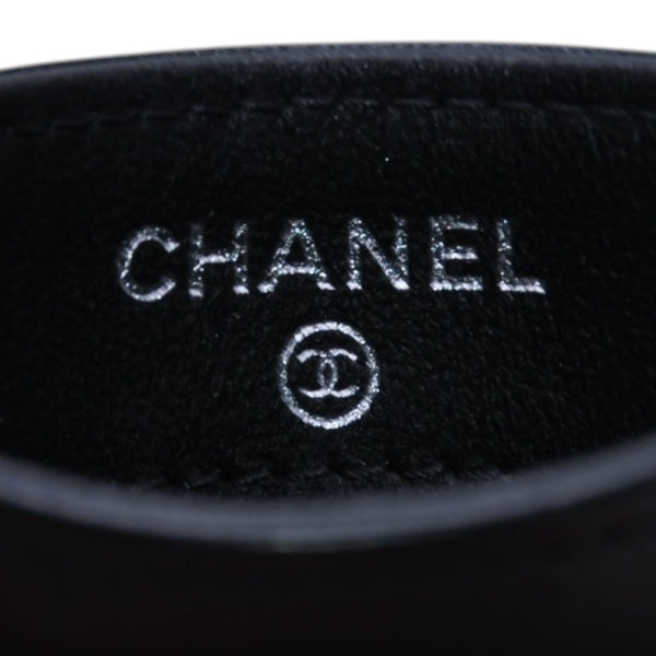 極美品 CHANEL シャネル カードケース AP3730 ランダム番台 ココマーク ラインストーン ラムスキン ブラック 中古 4a002544