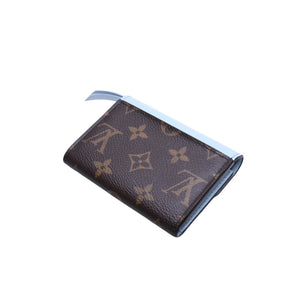 極美品 LOUIS VUITTON ルイヴィトン モノグラム ポルトモネ・ロザリ ブラウン ブルー M83583 中古 4a002776