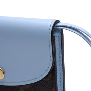 極美品 LOUIS VUITTON ルイヴィトン モノグラム ポルトモネ・ロザリ ブラウン ブルー M83583 中古 4a002776