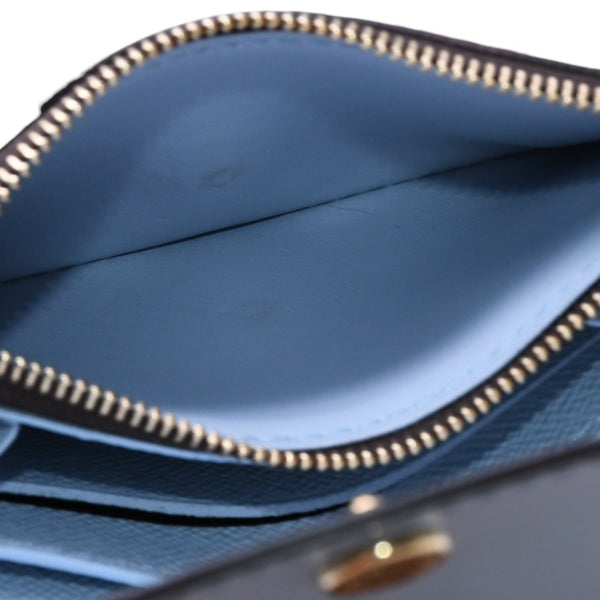 極美品 LOUIS VUITTON ルイヴィトン モノグラム ポルトモネ・ロザリ ブラウン ブルー M83583 中古 4a002776