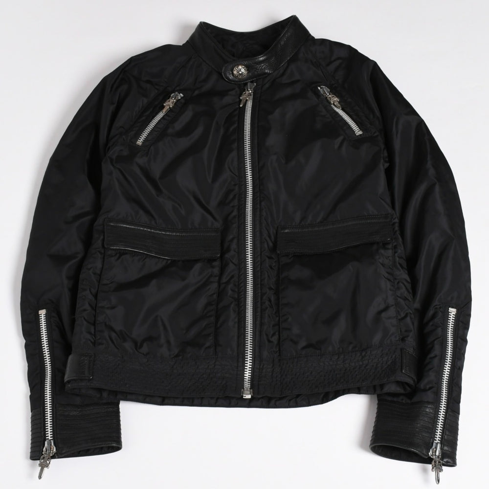 極美品 CHROME HEARTS クロムハーツ DEGENERATE BSフレア パッチ付き ナイロンジャケット ブラック サイズS 中古 4a002615