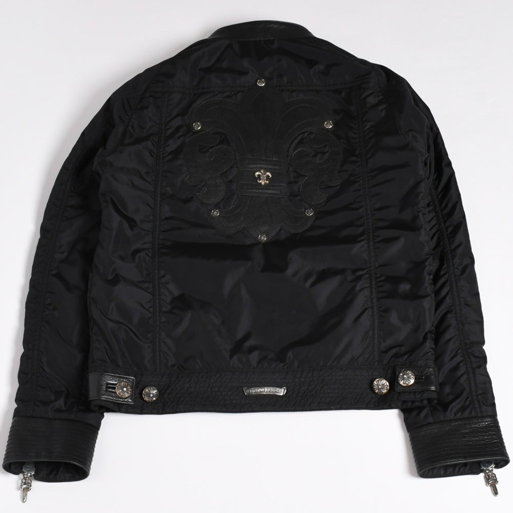 極美品 CHROME HEARTS クロムハーツ DEGENERATE BSフレア パッチ付き ナイロンジャケット ブラック サイズS 中古 4a002615