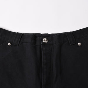 新品同様品 CHROME HEARTS クロムハーツ CARPENTER DOUBLE KNEE カーペンター ハーフパンツ サイズ36 パッチ付き クロスボール シルバー925 中古 4a002562