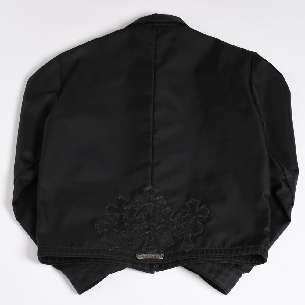 極美品 CHROME HEARTS クロムハーツ セミタリークロスパッチ ワークジャケット サイズM ブラック 中古 4a002614