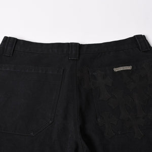 新品同様品 CHROME HEARTS クロムハーツ CARPENTER DOUBLE KNEE カーペンター ハーフパンツ サイズ36 パッチ付き クロスボール シルバー925 中古 4a002562
