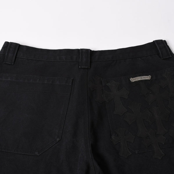 新品同様品 CHROME HEARTS クロムハーツ CARPENTER DOUBLE KNEE カーペンター ハーフパンツ サイズ36 パッチ付き クロスボール シルバー925 中古 4a002562
