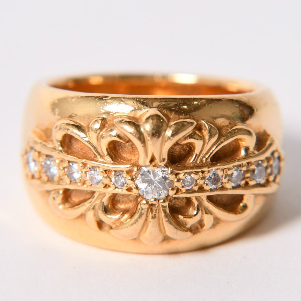 CHROME HEARTS 22K Genuine Diamond Floral Ring Size 17 Weight 28.86g Good Condition Used 4a002563