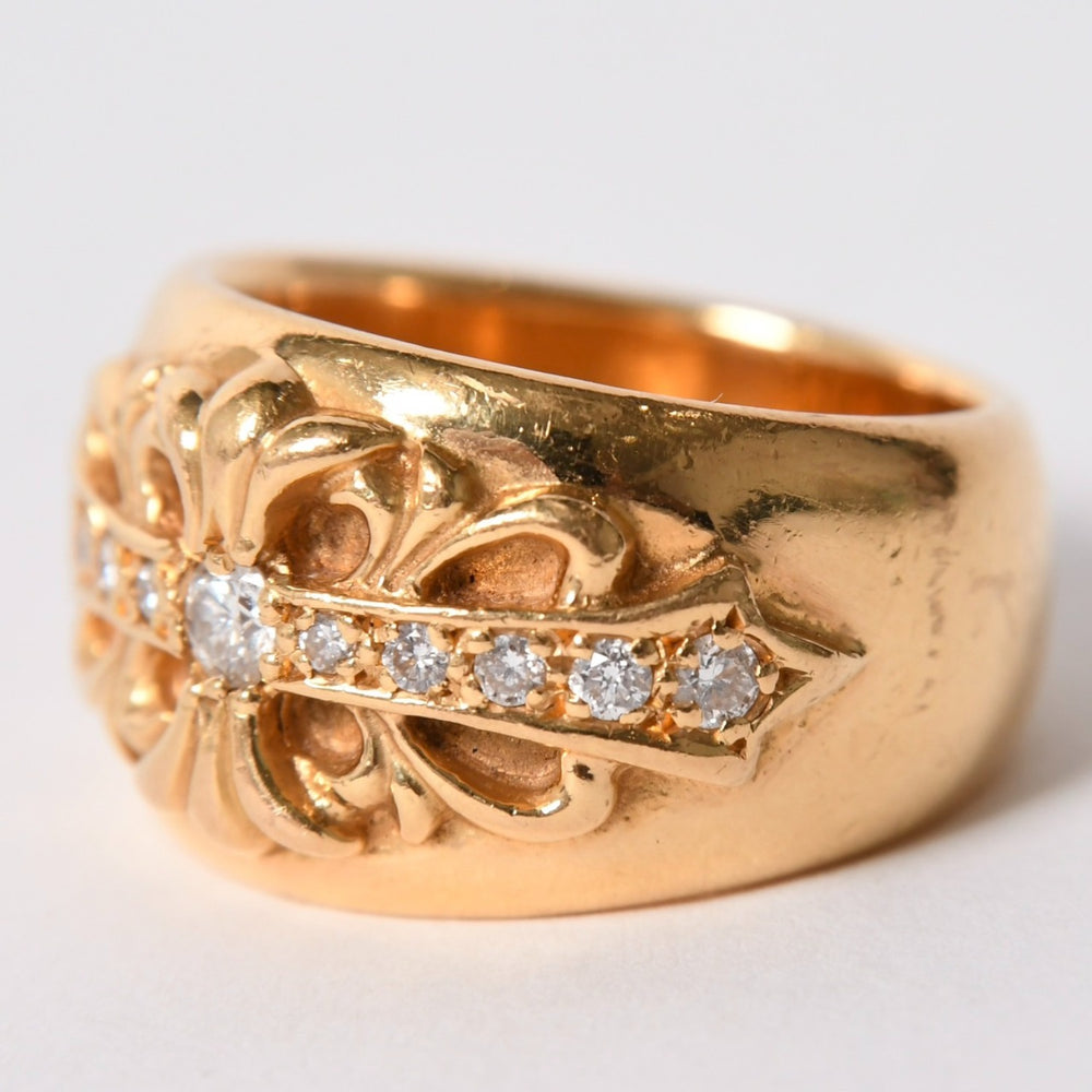 CHROME HEARTS 22K Genuine Diamond Floral Ring Size 17 Weight 28.86g Good Condition Used 4a002563