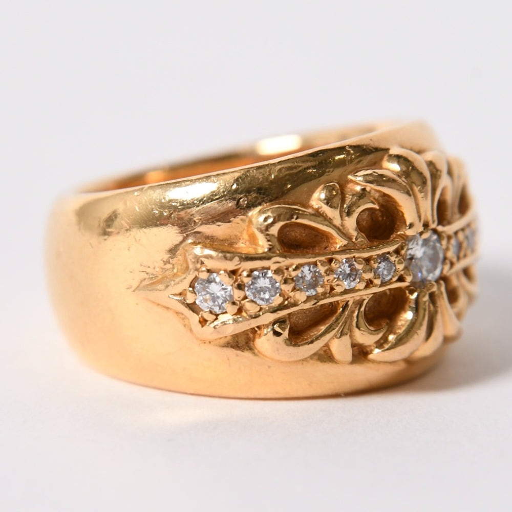 CHROME HEARTS クロムハーツ 22K 純正ダイヤ フローラルリング サイズ17号 重量28.86g 美品 中古 4a002563