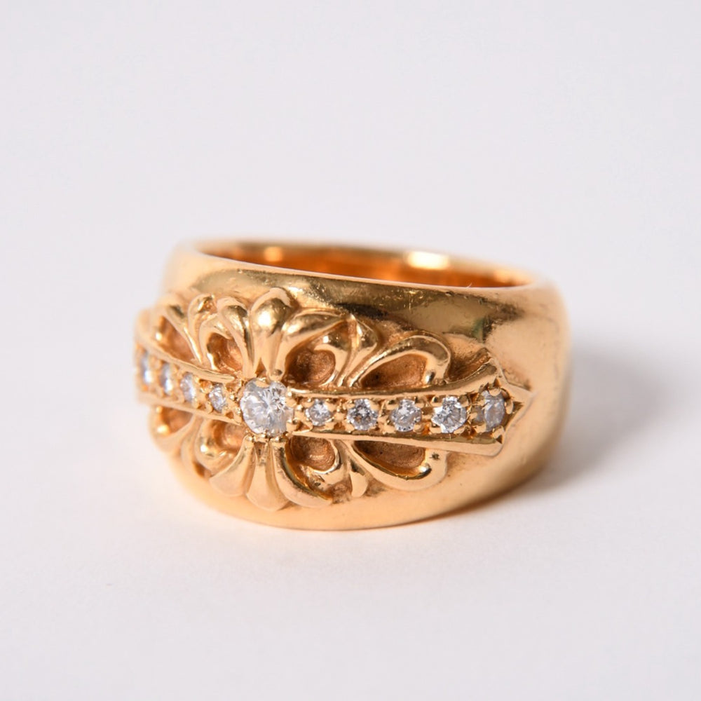 CHROME HEARTS クロムハーツ 22K 純正ダイヤ フローラルリング サイズ17号 重量28.86g 美品 中古 4a002563