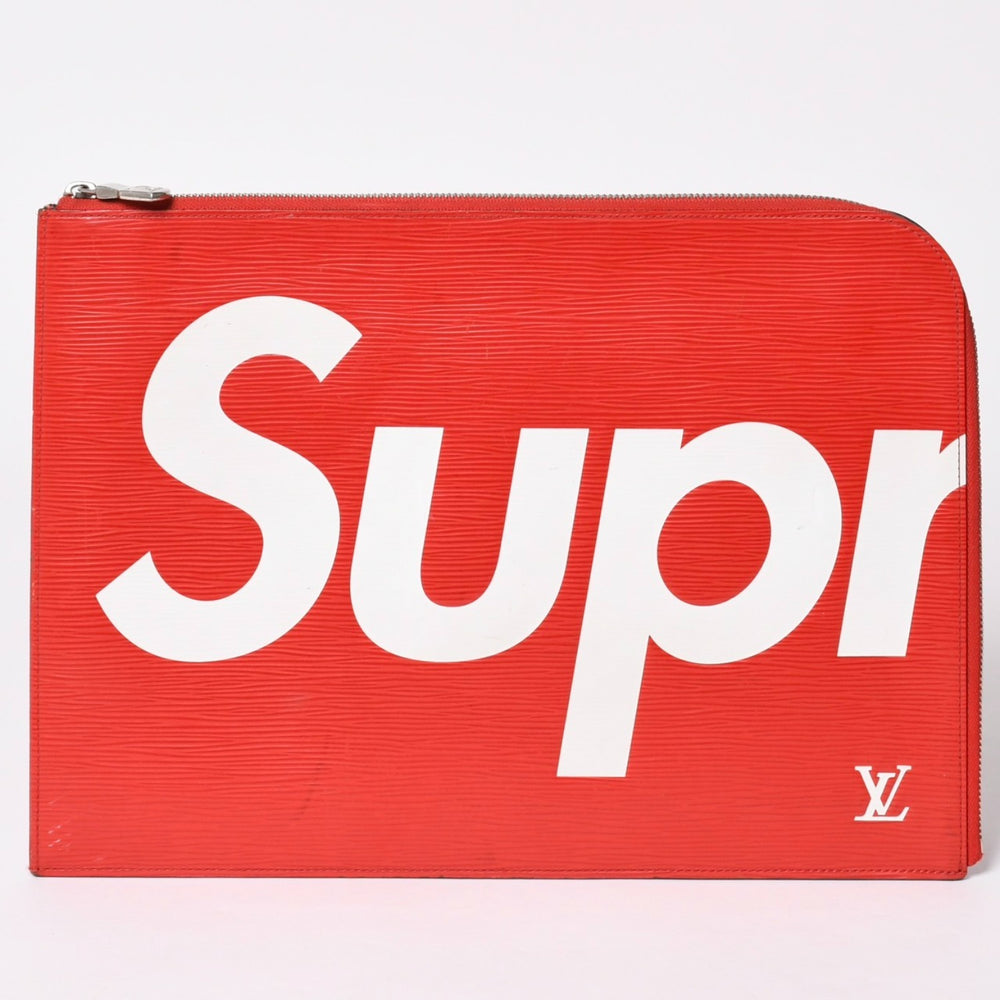極美品 LOUIS VUITTON SUPREME ルイヴィトン シュプリーム ポシェット ジュール GM エピ M67722 レッド シルバー金具 中古 4a002773