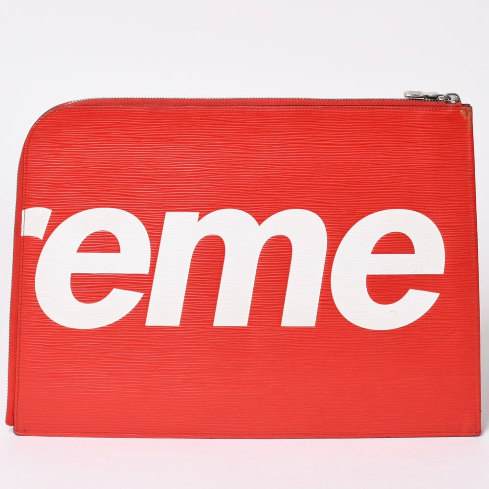 極美品 LOUIS VUITTON SUPREME ルイヴィトン シュプリーム ポシェット ジュール GM エピ M67722 レッド シルバー金具 中古 4a002773