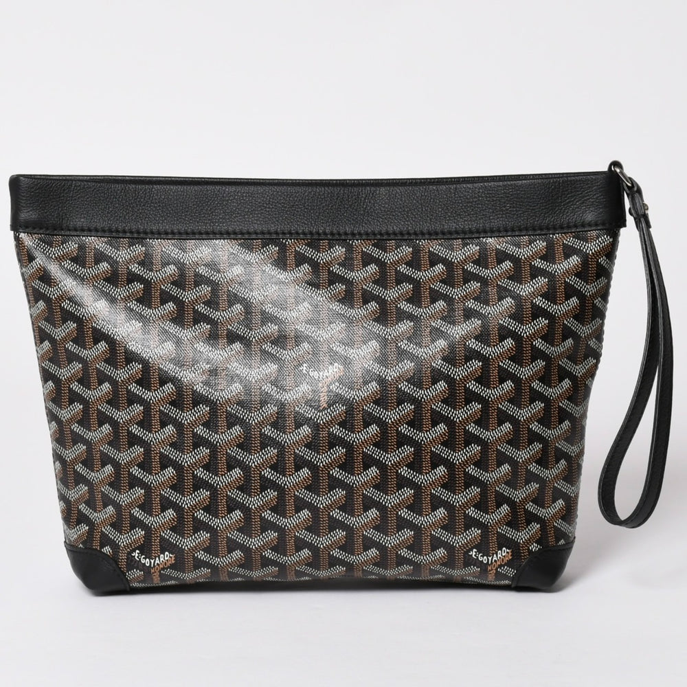 [USED/中古]GOYARD ゴヤール クラッチバッグ コンティポーチ ブラック PVC レザー CONTIPPMLTY01CL01P シルバー金具 Aランク 中古 4a002788