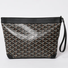 [USED/中古]GOYARD ゴヤール クラッチバッグ コンティポーチ ブラック PVC レザー CONTIPPMLTY01CL01P シルバー金具 Aランク 中古 4a002788