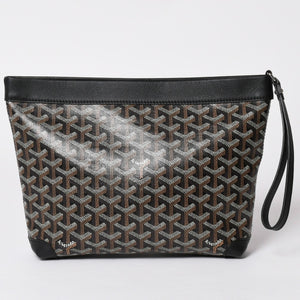 [USED/中古]GOYARD ゴヤール クラッチバッグ コンティポーチ ブラック PVC レザー CONTIPPMLTY01CL01P シルバー金具 Aランク 中古 4a002788