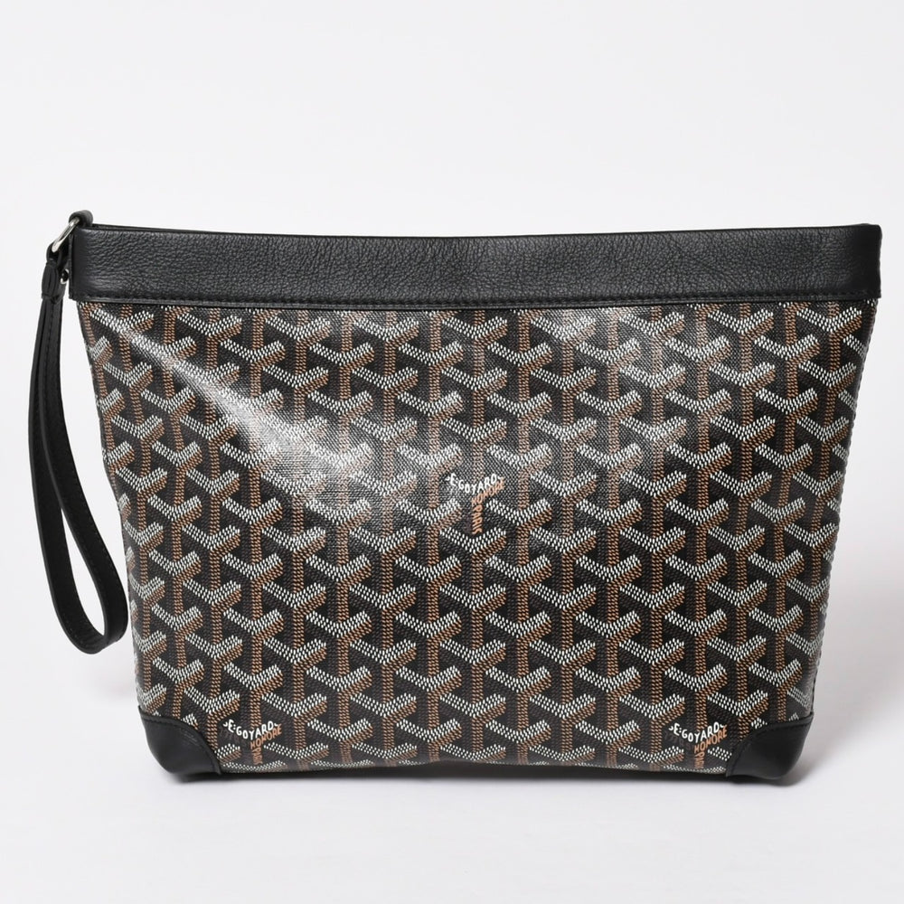 [USED/中古]GOYARD ゴヤール クラッチバッグ コンティポーチ ブラック PVC レザー CONTIPPMLTY01CL01P シルバー金具 Aランク 中古 4a002788