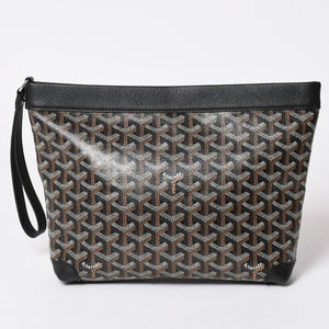 [USED/中古]GOYARD ゴヤール クラッチバッグ コンティポーチ ブラック PVC レザー CONTIPPMLTY01CL01P シルバー金具 Aランク 中古 4a002788