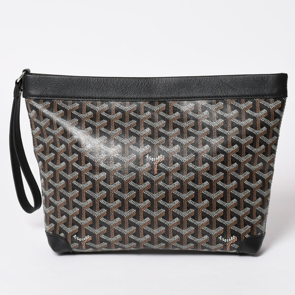 [USED/中古]GOYARD ゴヤール クラッチバッグ コンティポーチ ブラック PVC レザー CONTIPPMLTY01CL01P シルバー金具 Aランク 中古 4a002788