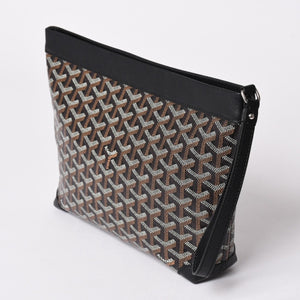 [USED/中古]GOYARD ゴヤール クラッチバッグ コンティポーチ ブラック PVC レザー CONTIPPMLTY01CL01P シルバー金具 Aランク 中古 4a002788