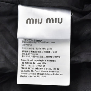 極美品 MIU MIU ミュウミュウ ロゴパッチ ボンバージャケット レザージャケット ブルゾン ブラック サイズ42 中古 4a002564